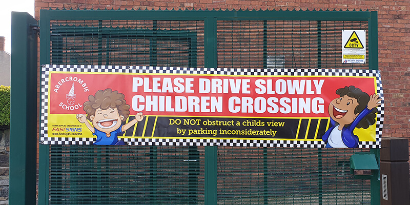 Please Drive Slowly Children Crossing banner